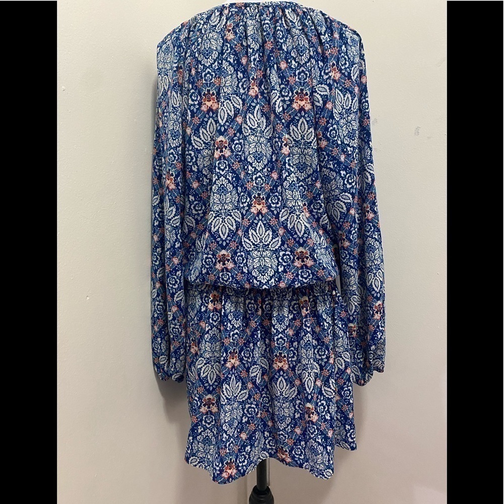 Nicole Miller Studio Blue Boho Floral Dress - Picture 4 of 5